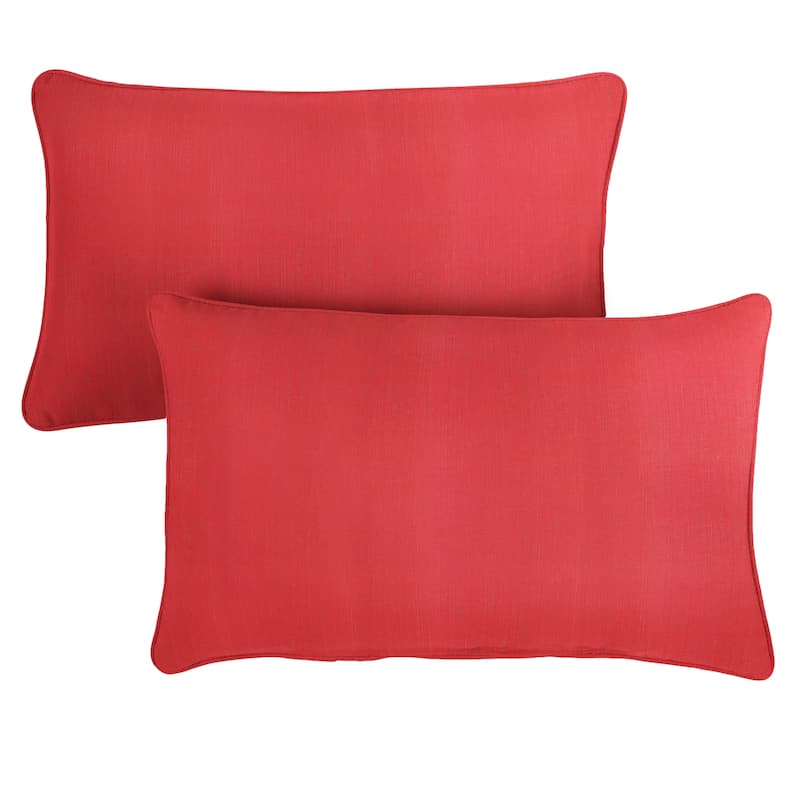 Sorra Home Sunbrella Dupione Crimson Corded Indoor/ Outdoor Pillows (Set of 2) - 13 in x 20 in