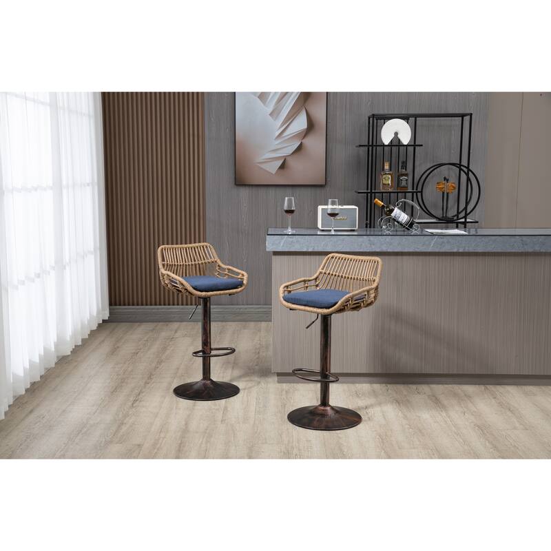 Swivel Bar Stools Set of 2 Adjustable Counter Height Chairs