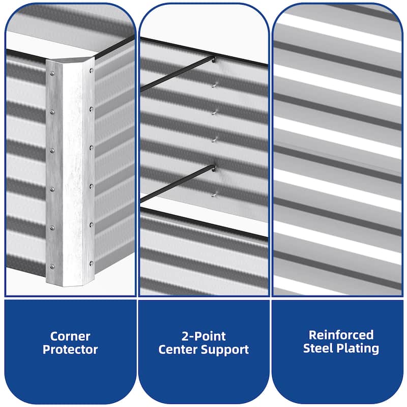 Silver Raised Garden Bed Kit for Vegetables, Flowers, Herbs-Set of 2