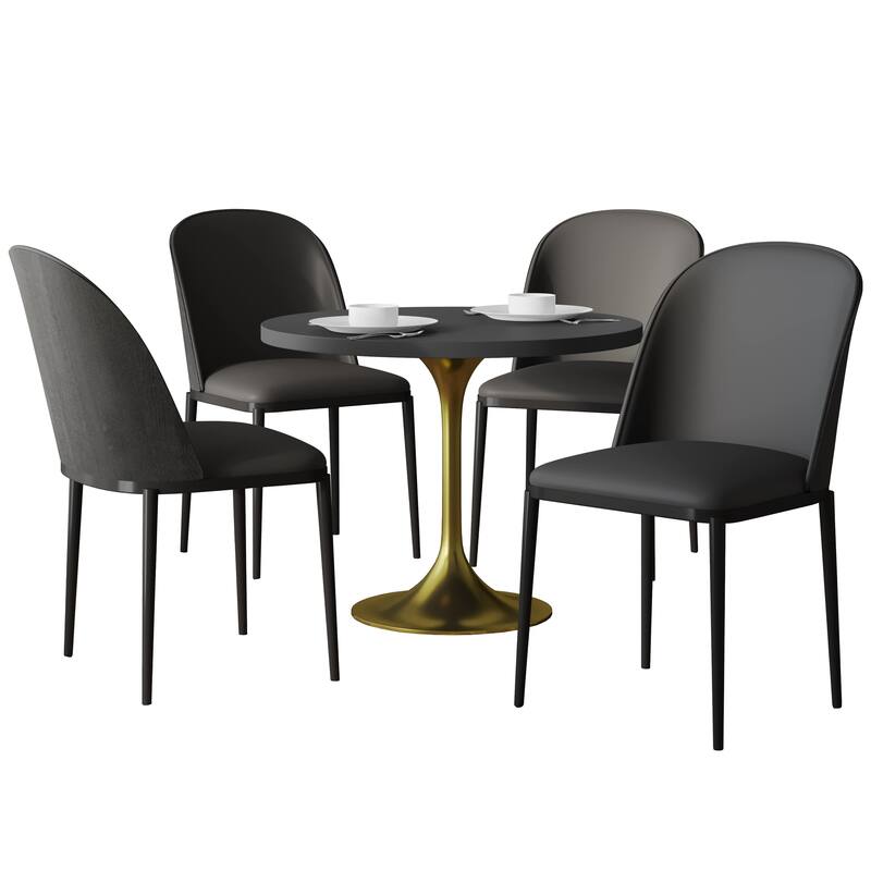 Verve 5-Piece Dining Set 36-Inch Round MDF Tabletop Dining Table and 4 Side Chairs