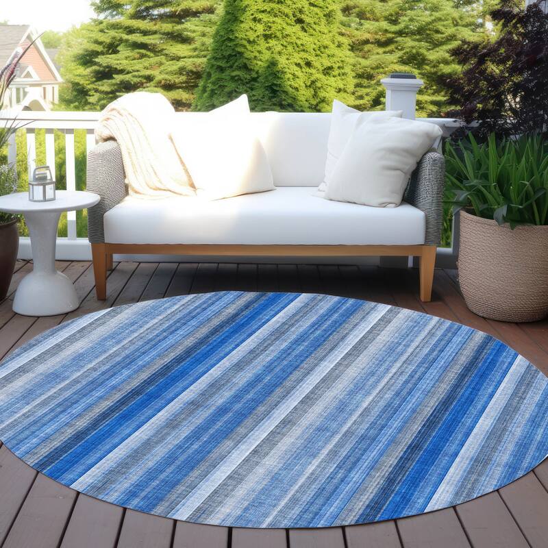 Elle Stripe Weather Resistant Timeless Fusion Outdoor Rug
