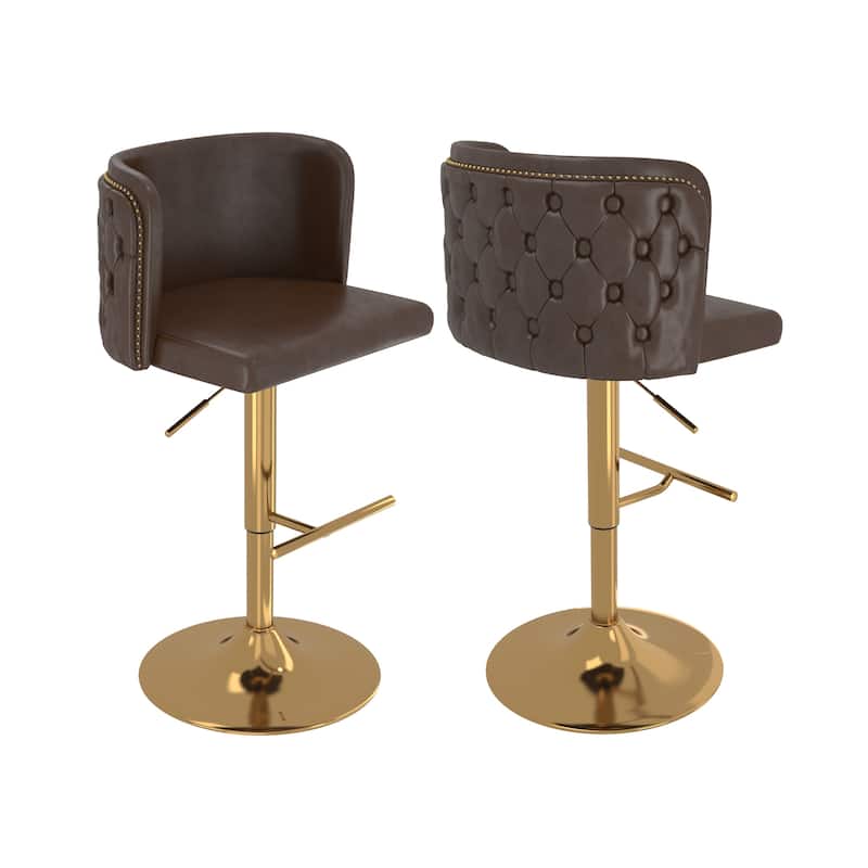 Swivel Bar Stools Set of 2, Modern PU Bar Stools with Backs - Counter Height