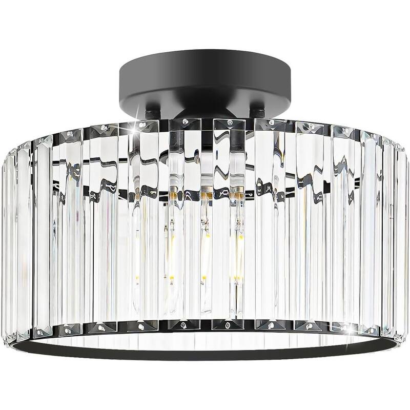 Ceiling Light Fixture, Modern Semi Flush Mount Ceiling Light - Black
