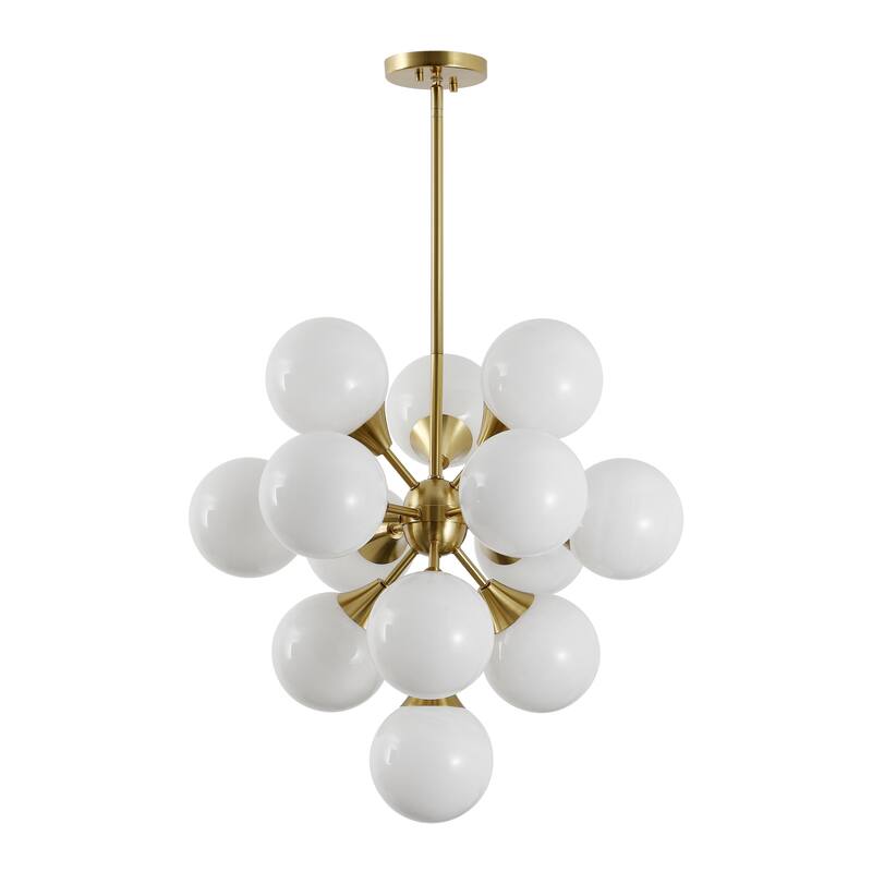 Safavieh Lighting Delvine 13-Lights 24-inch Chandelier - Brass/White - 24"W x 24"D x 56"H