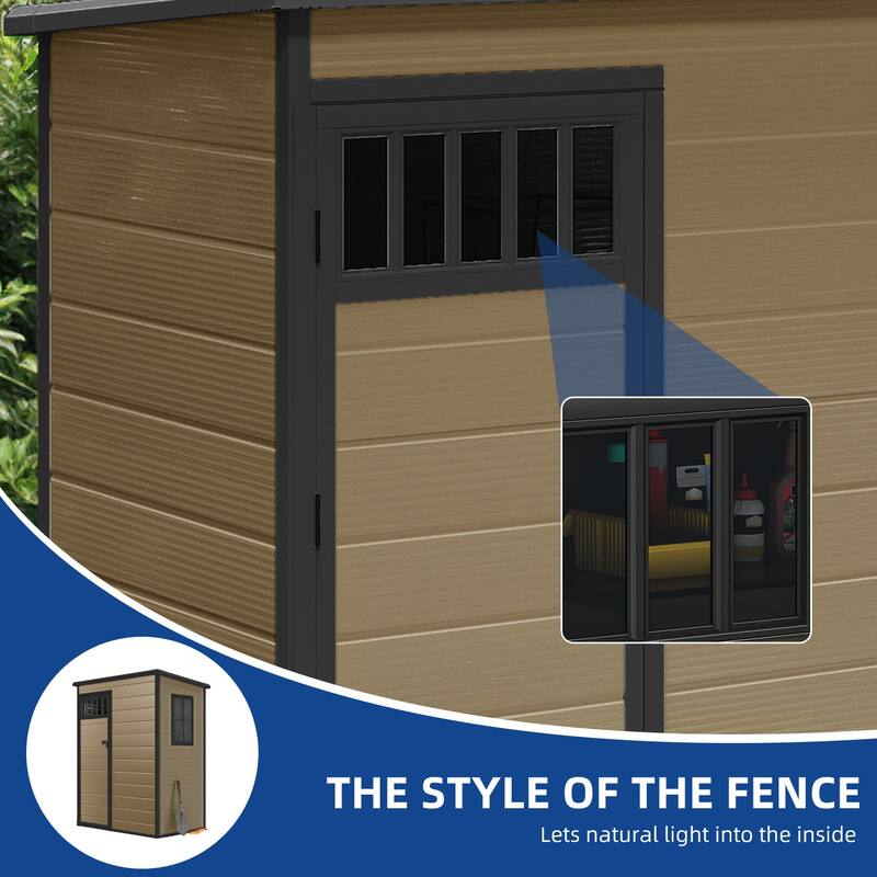 Moasis 5x3FT Outdoor Storage Shed with Floor, Windows, and Lockable Door - 5' X 3'