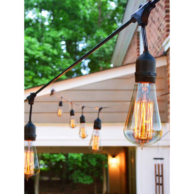Brightech Ambience Pro 15-Light 48 ft. Outdoor Plug-in 40W Incandescent ST64 Hanging Vintage Edison Bulb String-Light