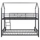 preview thumbnail 7 of 7, Twin Over Full Metal House Bunk Bed with Sloping Stairs, Black