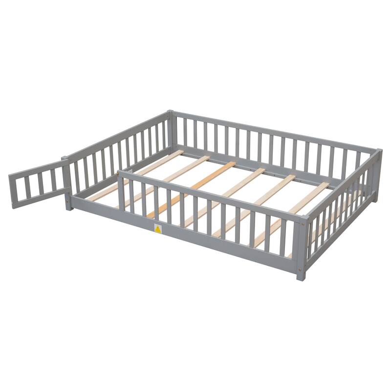 Floor Bed with Fence,Door and Safety Guardrails,Ensuring a Secure and Comfortable Space