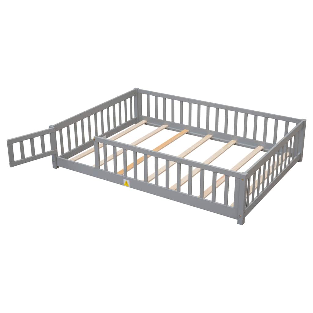 Full Size Floor Bed with Fence and Door