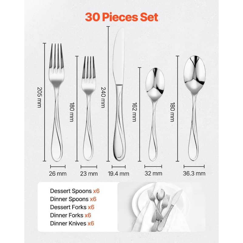 Stainless Steel Dishwasher Safe Silverware Flatware Utensil Set for Home Kitchen and Events