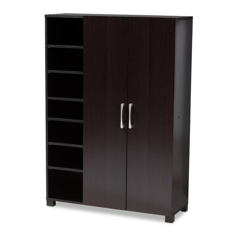 Contemporary Wenge Dark Brown Shoe Storage Cabinet - Wenge - No Drawers