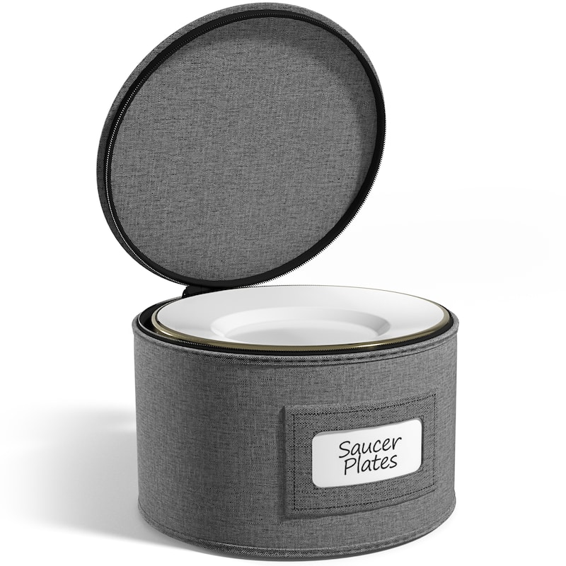 Sorbus China Storage Dinnerware Organizer for Saucer Plate with Lid (Holds Service for 12) with Felt Protectors (1 Piece)
