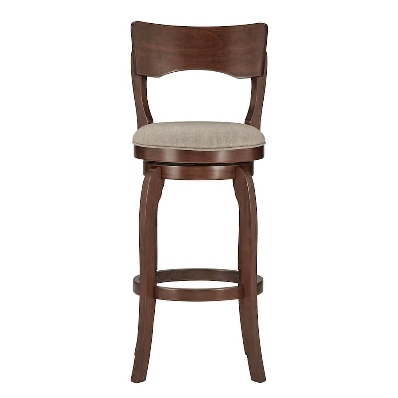 Verona Swivel 29-inch High Back Bar Stool by iNSPIRE Q Classic - Cherry-Grey Linen -Curved