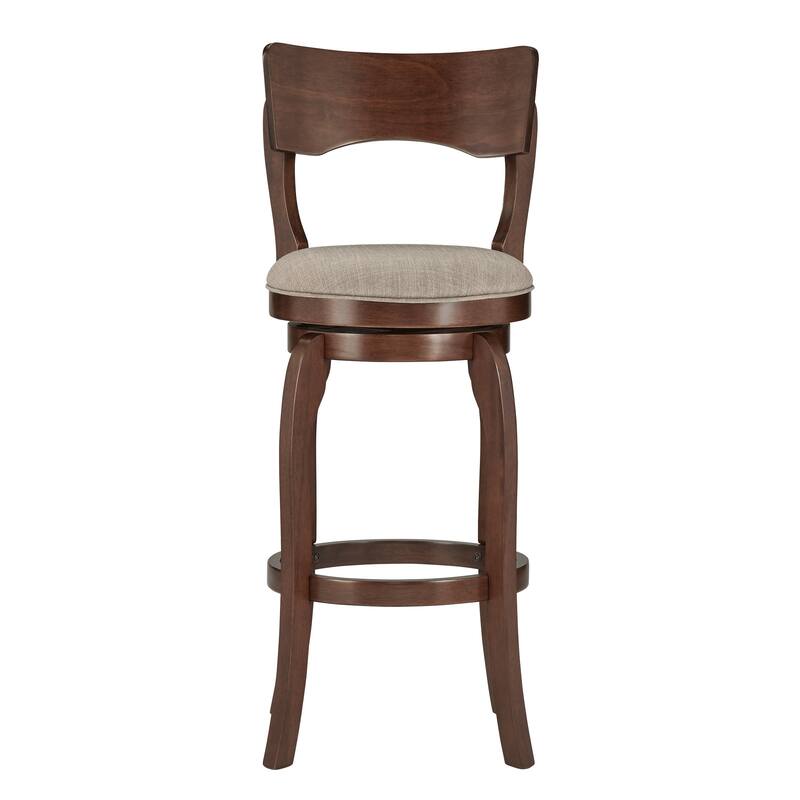 Verona Swivel 29-inch High Back Bar Stool by iNSPIRE Q Classic - Cherry-Grey Linen -Curved