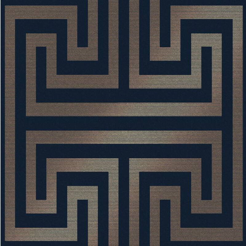 NEXT Metallic Greek Key Navy Wallpaper