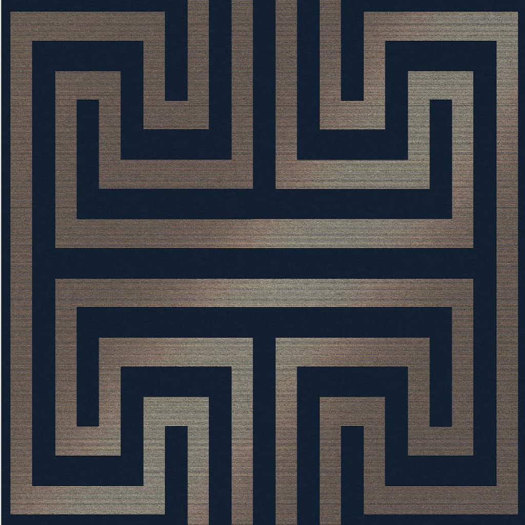 NEXT Metallic Greek Key Navy Wallpaper