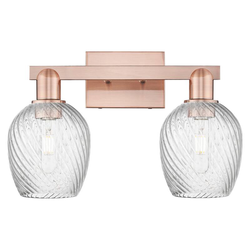 Innovations Lighting 716-2W-12-17 Salina Vanity Salina 2 Light 17" - Antique Copper / Clear Spiral Fluted