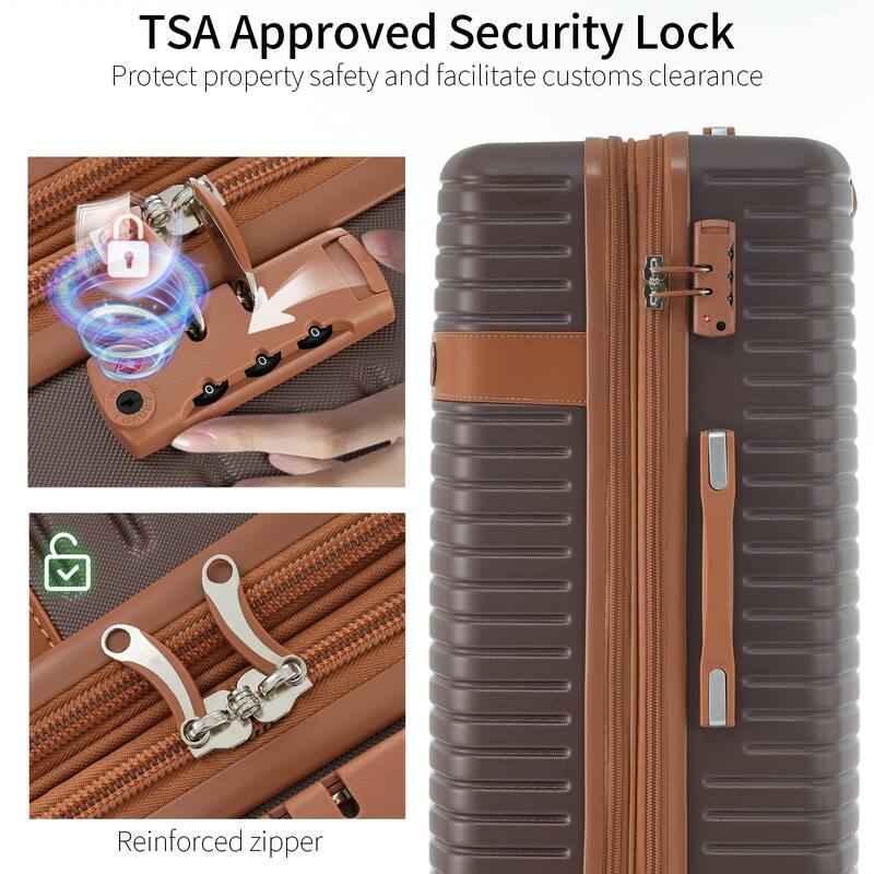 ABS Hard Shell Lightweight Expandable Travel Luggage with 4 Packing Cubes, TSA Lock, Spinner Wheels