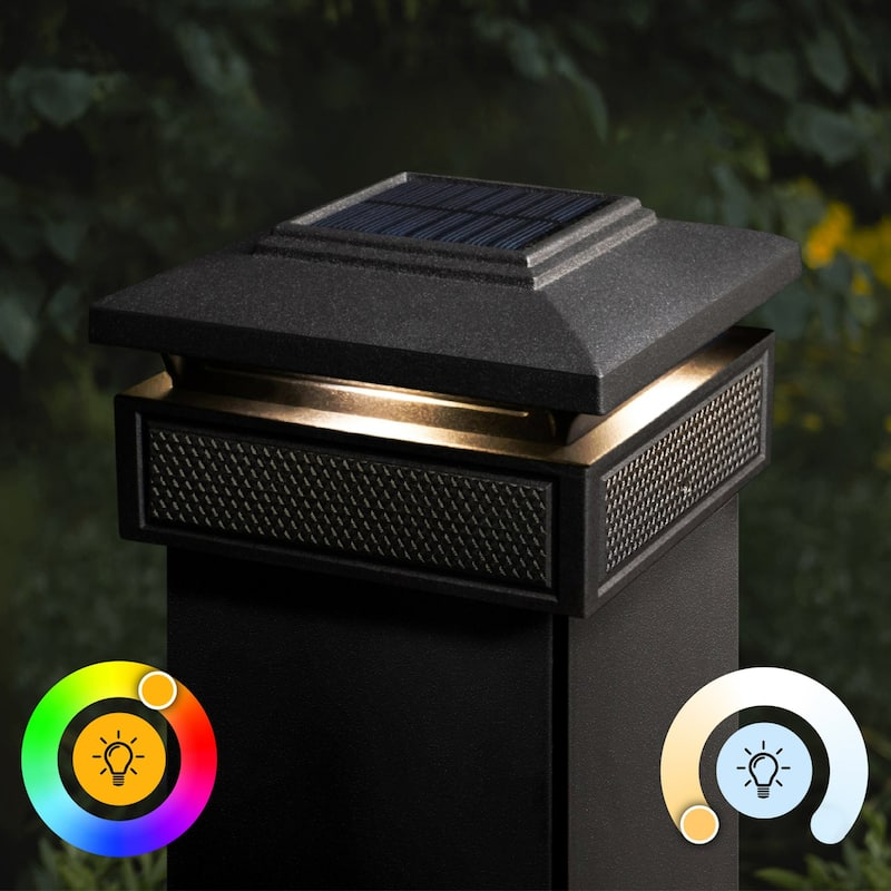 Smart Solar Powered Outdoor Post Cap - 6" - Black