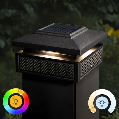 Smart Solar Powered Outdoor Post Cap - 6" - Black