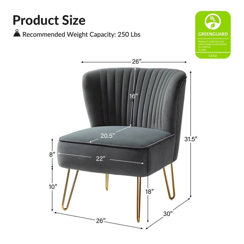 Barto Modern Velvet Tufted Side Chair with Golden Legs by HULALA HOME