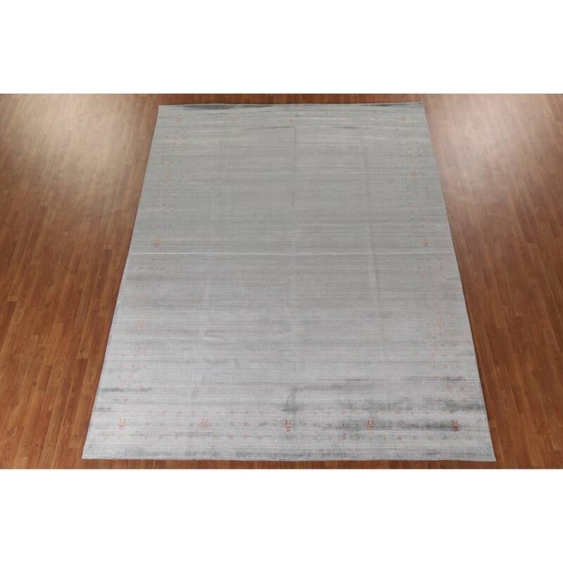 Grey Gabbeh Area Rug Handmade Wool Carpet - 8'11"x 11'9"
