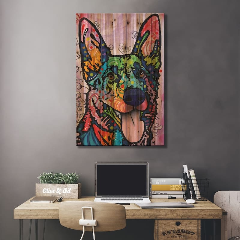 Shepherd Love Print On Wood by Dean Russo - Multi-Color