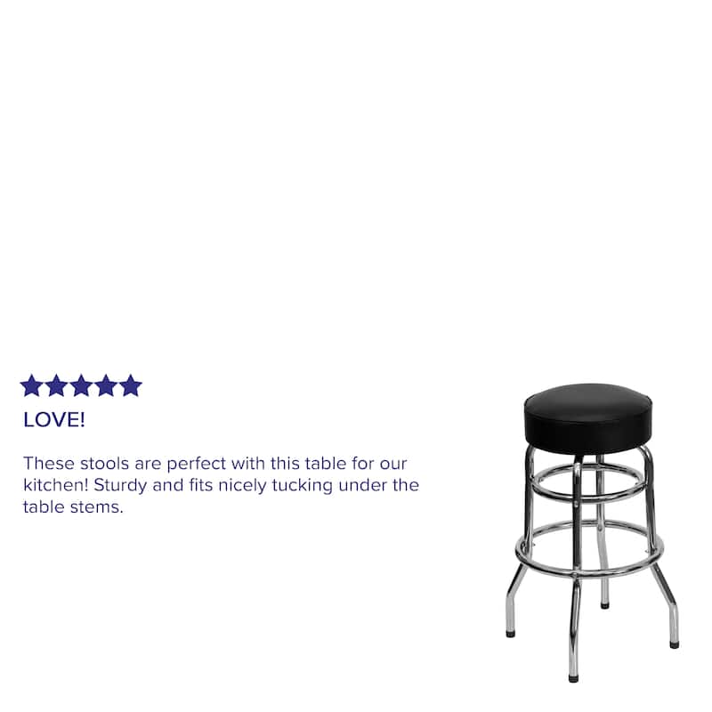 Double Ring Chrome Barstool - 20.5"D x 20.5"W x 30.25"H