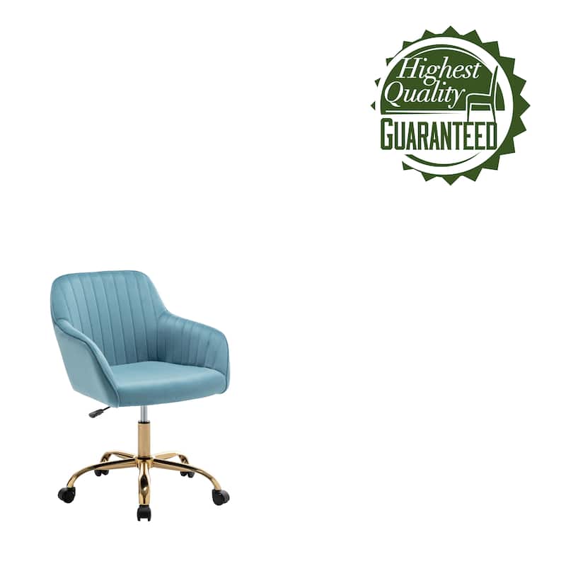 Porthos Home Belen Adjustable Office Chair, Velvet, Gold Metal Legs