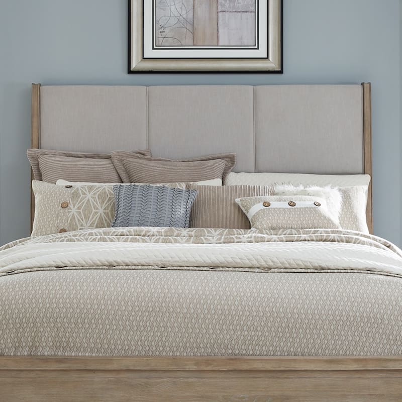Liberty Furniture Brentwood Upholstered Bed Set with Dresser & Mirror, Chest - King or Queen