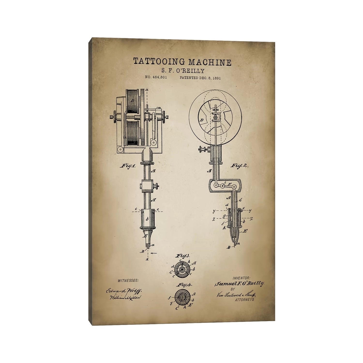 iCanvas "Tattoo Patent" by PatentPrintStore Canvas Print