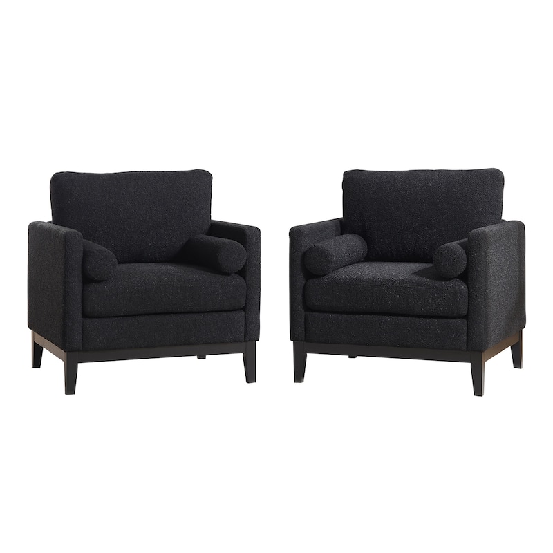 Boucle Modern Farmhouse Armchair with 2 Bolster Pillows and 300lb Capacity