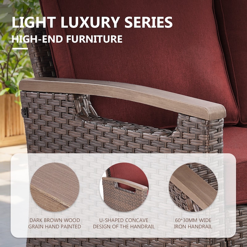 Gymojoy 74'' 3-Seat Outdoor Durable Patio Sofa with Water-Resistant Olefin Fabric Cushions