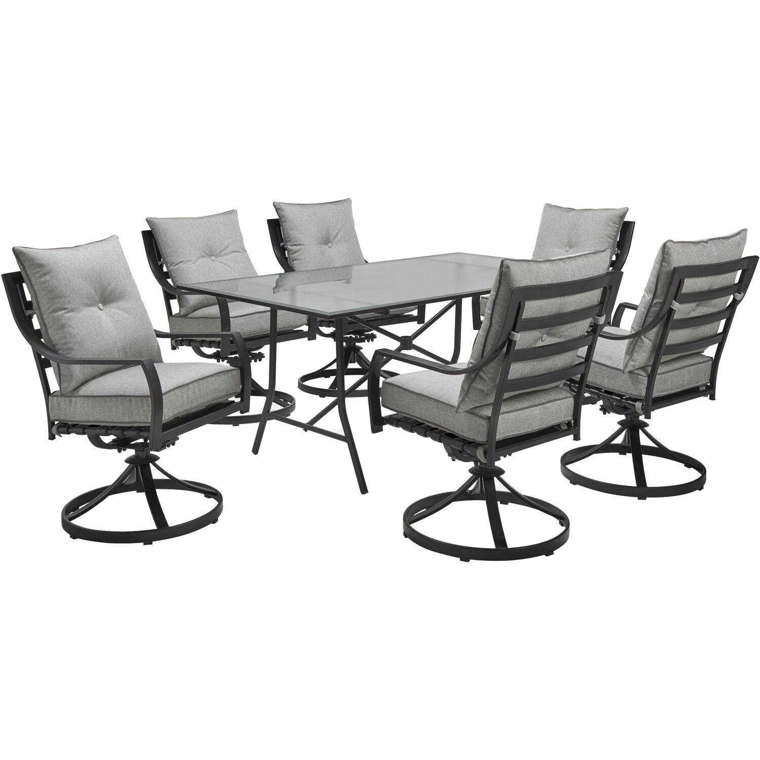 Hanover Lavallette 7 Piece Dining Set in Silver Linings with 6