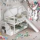 preview thumbnail 1 of 18, Twin over Twin House Bunk Bed with Convertible Slide,Storage Staircase,White White