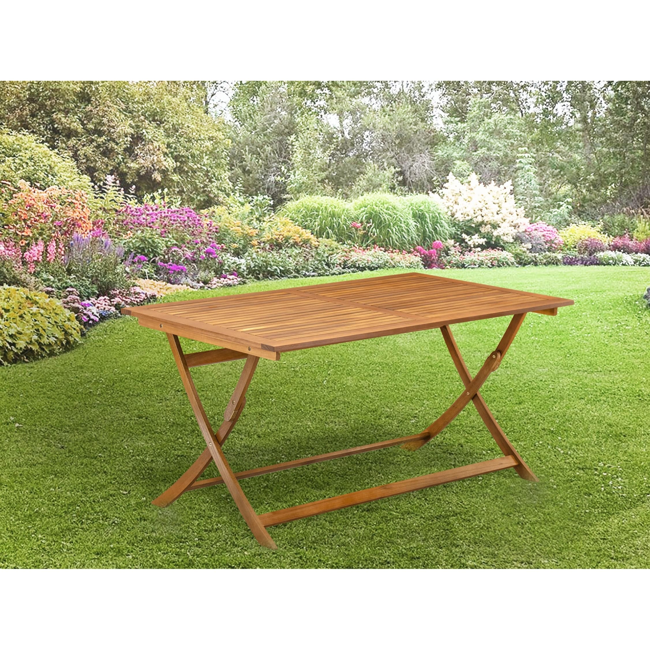 Cosco outdoor living acacia wood folding drop leaf patio dining table with chair storage outlet