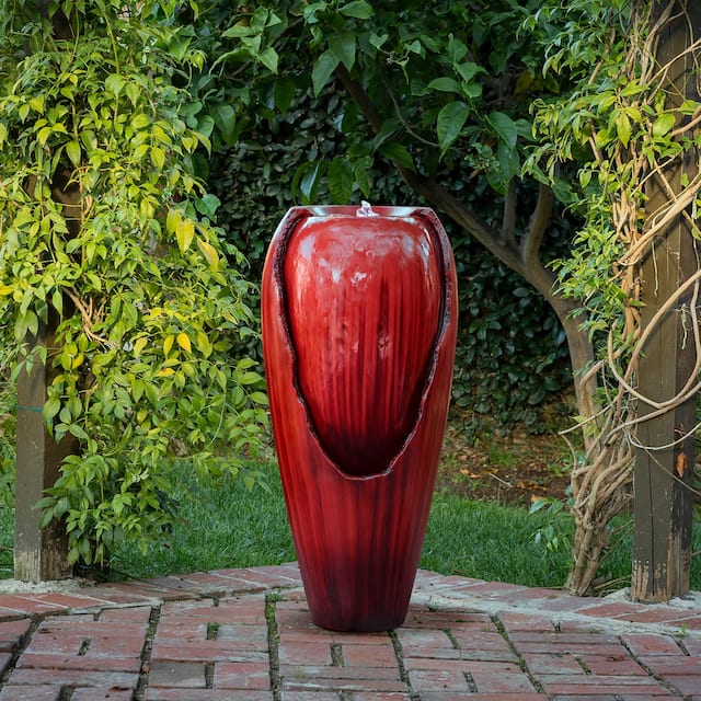 Alpine Corporation 33" Tall Water Jar Fountain with LED Light