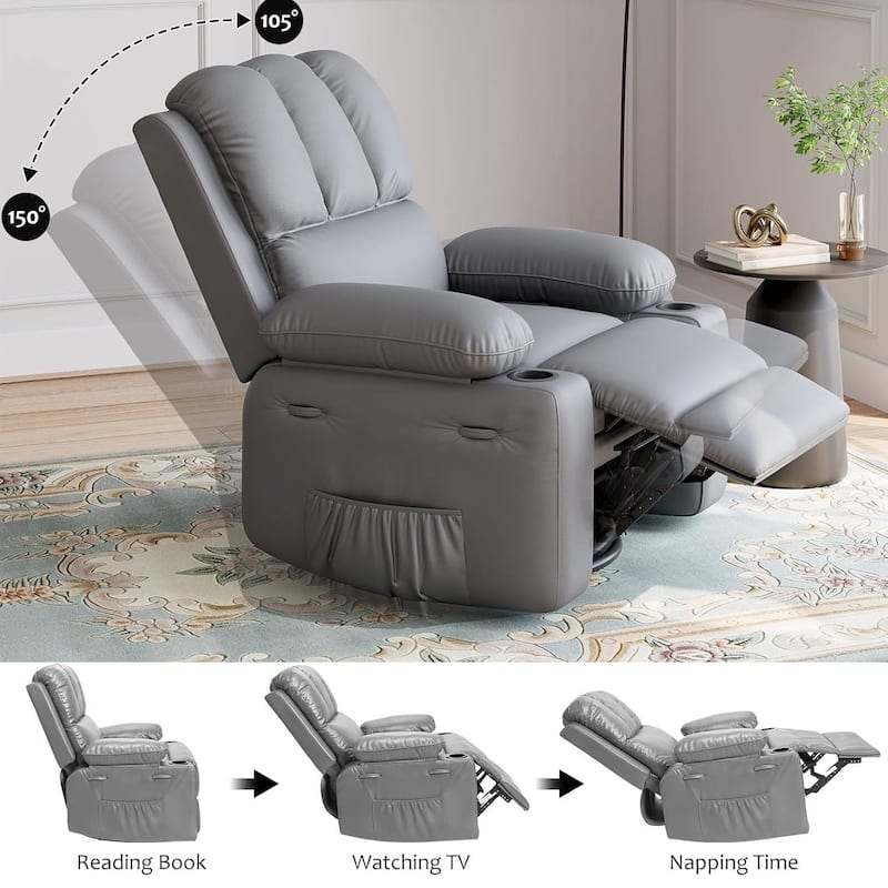 Single Manul Recliner Sofa Chair with Side Pocket for Living Room, Bedroom and Nursery