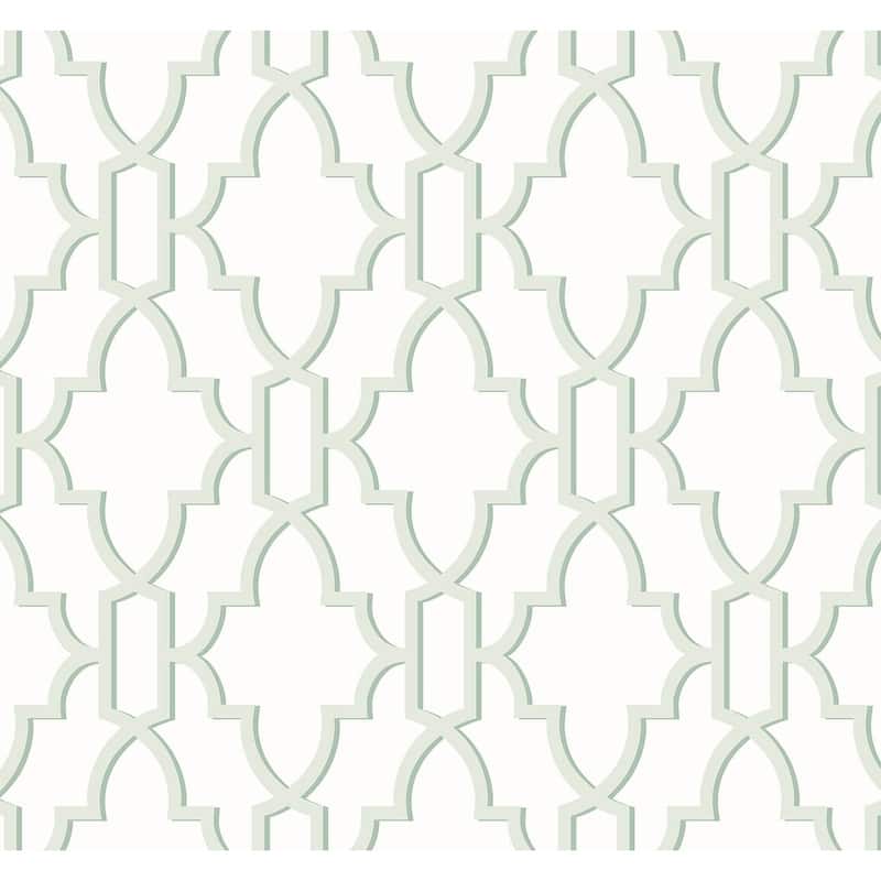 Luxe Haven Coastal Lattice Peel and Stick Wallpaper - 27 in. W x 18 ft. L - Seaglass