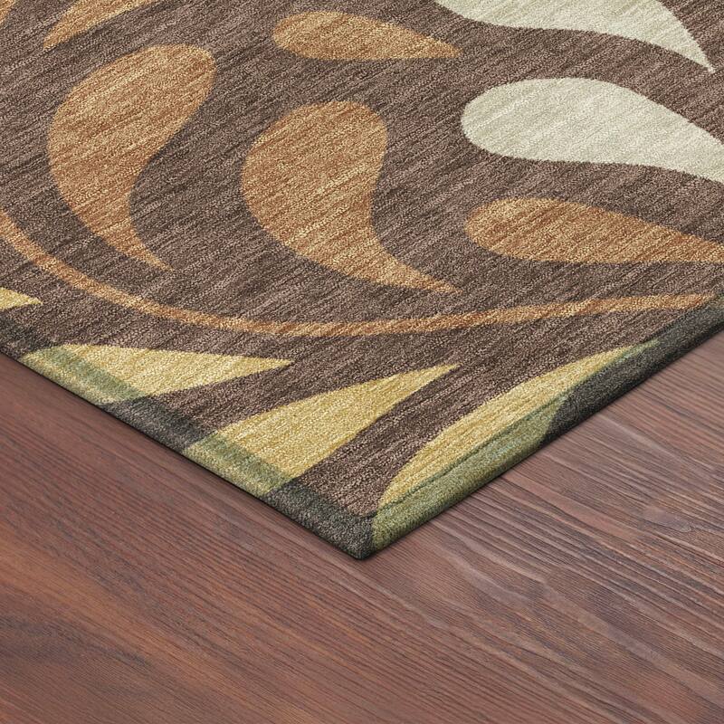 Machine Washable Indoor/ Outdoor Floral Arabesque Chantille Rug