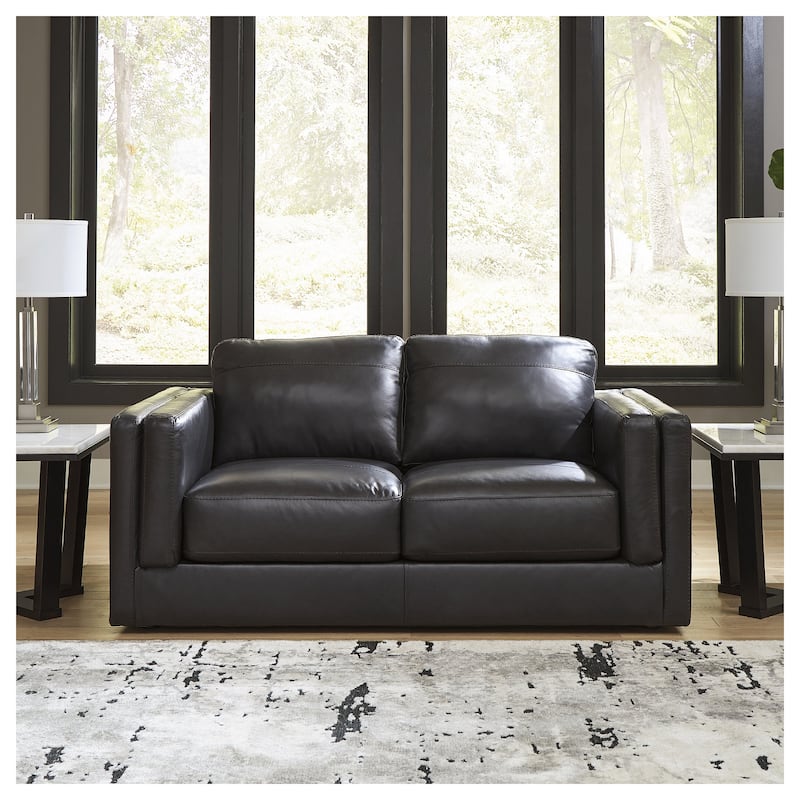 Signature Design by Ashley Amiata Onyx Loveseat - 70"W x 41"D x 35"H - Onyx