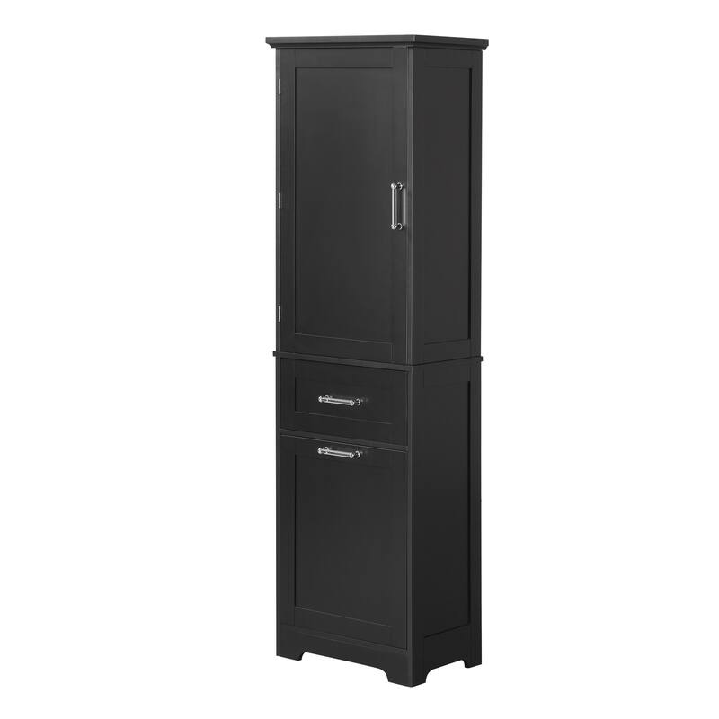 Modern Tall Bathroom Storage Cabinet, Freestanding Storage Cabinet with 2 Drawers and Adjustable Shelves, for Bathroom, White