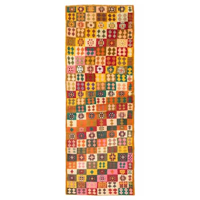 ECARPETGALLERY Hand-knotted Afghan Multi Color Wool Rug - 2'11 x 8'11