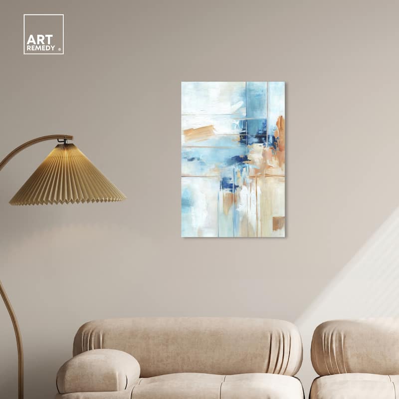 Art Remedy House Of Lines I Gallery Wrapped Blue Abstract 1 Piece Canvas Wall Art