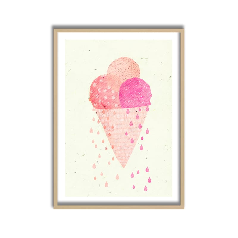 Kids Framed Art Print Yummy Ice by Treechild - Multi-Color