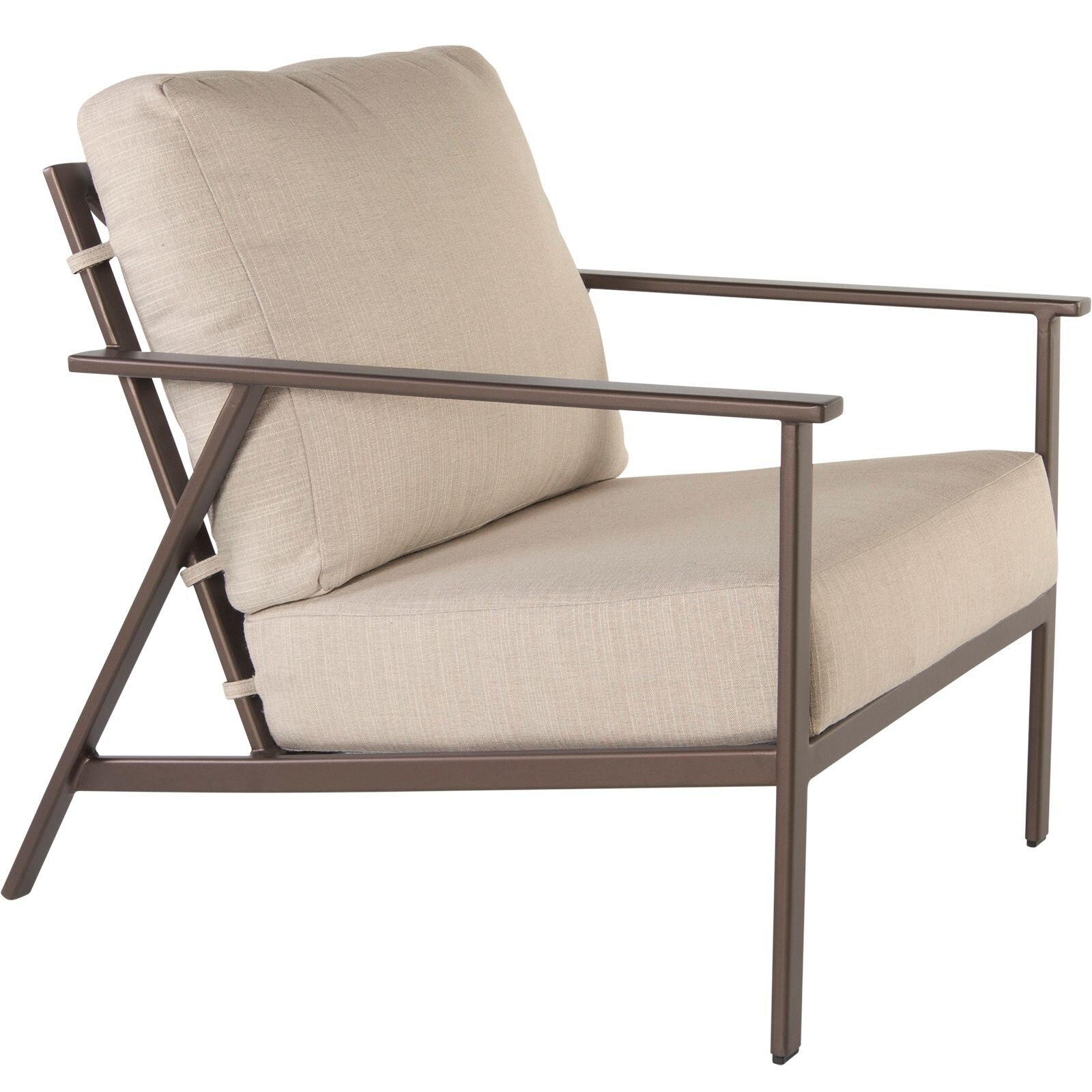 Marin Aluminum Lounge Chair With Brown Striped Sunbrella Cushions Overstock 32067503