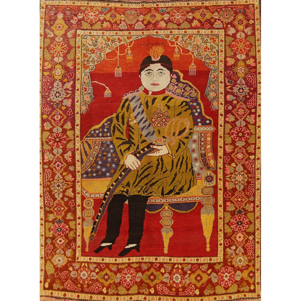 Pre-1900 Antique Vegetable Dye Kerman Persian Rug Handmade Wool Carpet - 4'6" x 6'5"