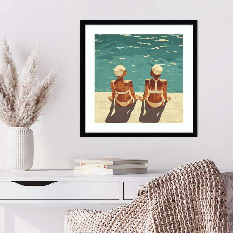 Peaceful and Poolside by Layla Oz Wood Framed Wall Art Print