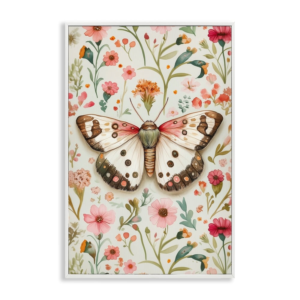 Stupell Botanical Butterfly on Florals Framed Giclee Art Design By The Dutch Lady