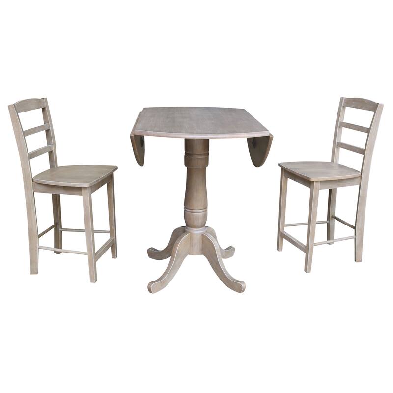 42" Round Pedestal Gathering Height Table with 2 Counter Height Stools